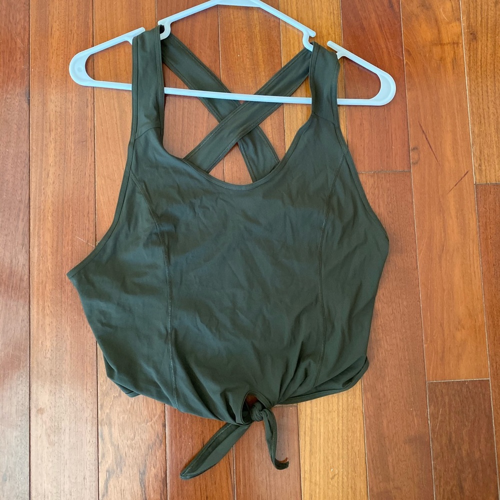 Lululemon tie up crop top dark green size 4